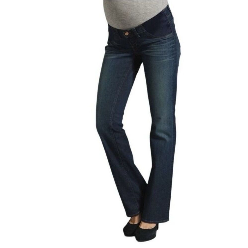J Brand Mama J Maternity Jeans (Sz 25) Straight Leg Low Rise Side Panel (HEMMED)